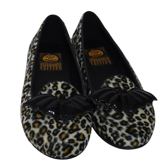 Leopard Print Flats with Bat Detail - Picture 1 of 8